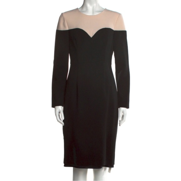 Black Halo Marla Sheath Black and Cream Cocktail Dress 6 $385 - Picture 3 of 8